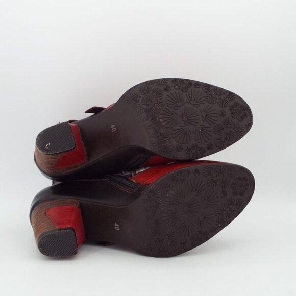 L'Artiste Spring Step Redding Red Leather Buckle Booties Size 40 - Picture 8 of 14